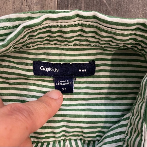 Gap Green Striped Button Down Shirt - Picture 5 of 6
